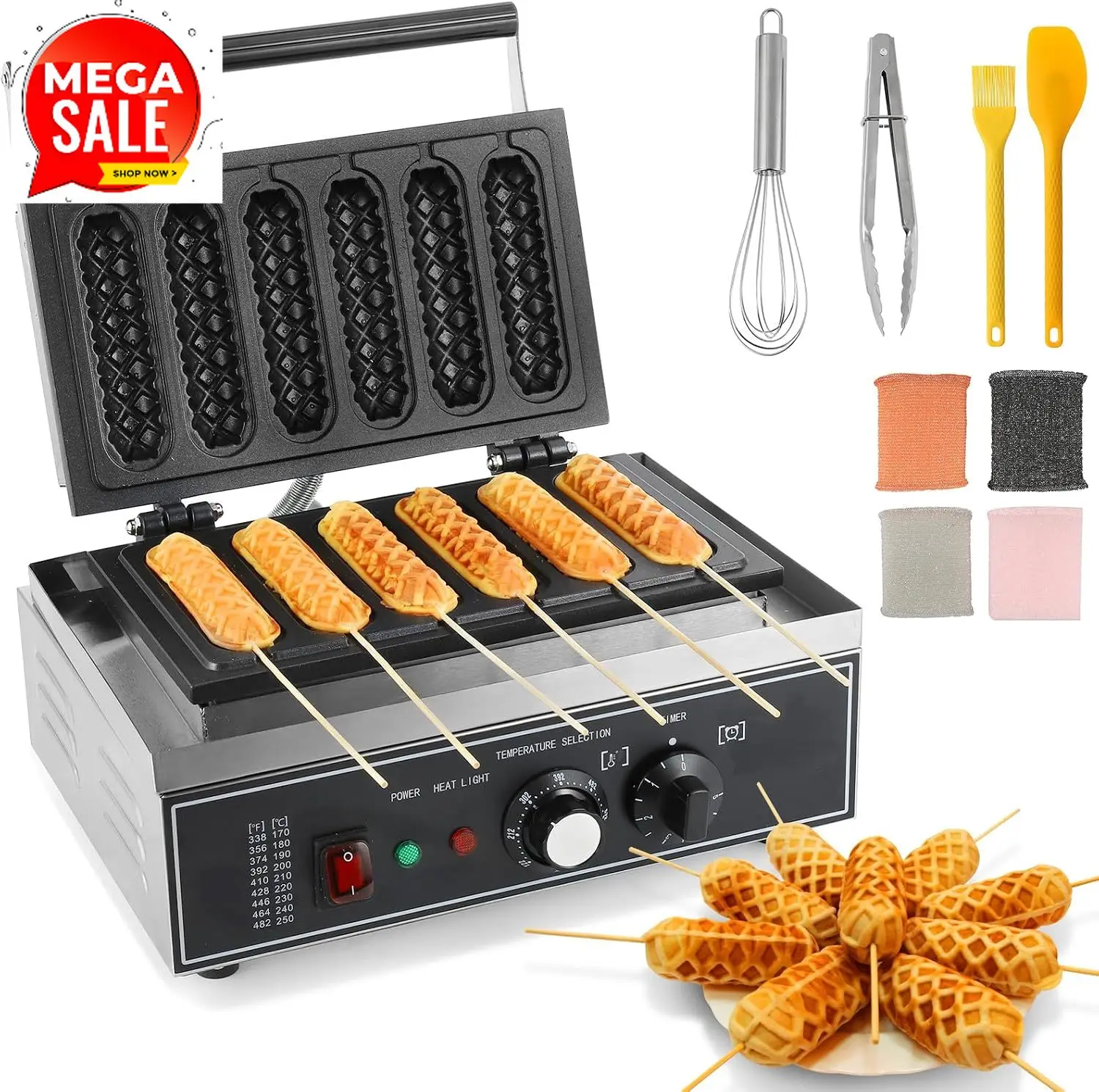 Corn Dog Stick - 6Pcs Pembuat Corn Dog, 1550W Pembuat