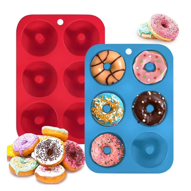 Donut Mold Silicone - Loyang kue silikon 6 lubang, cetakan