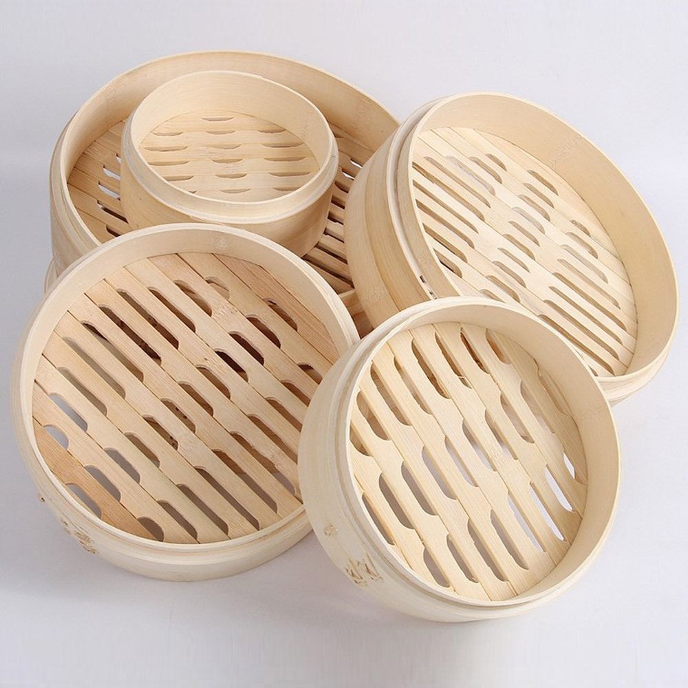 Dim Sum Basket - Keranjang Kukus Bambu Cina dengan Tutup,