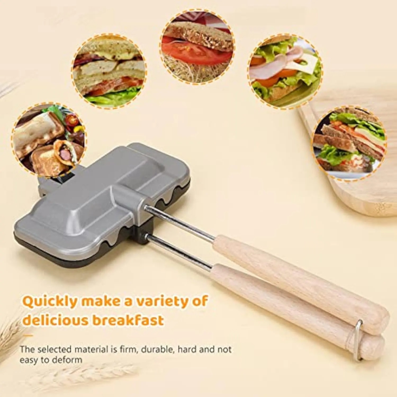 Hot Dog Press - Pembuat Sandwich Sarapan, Pembuat Sandwich 4W1H,