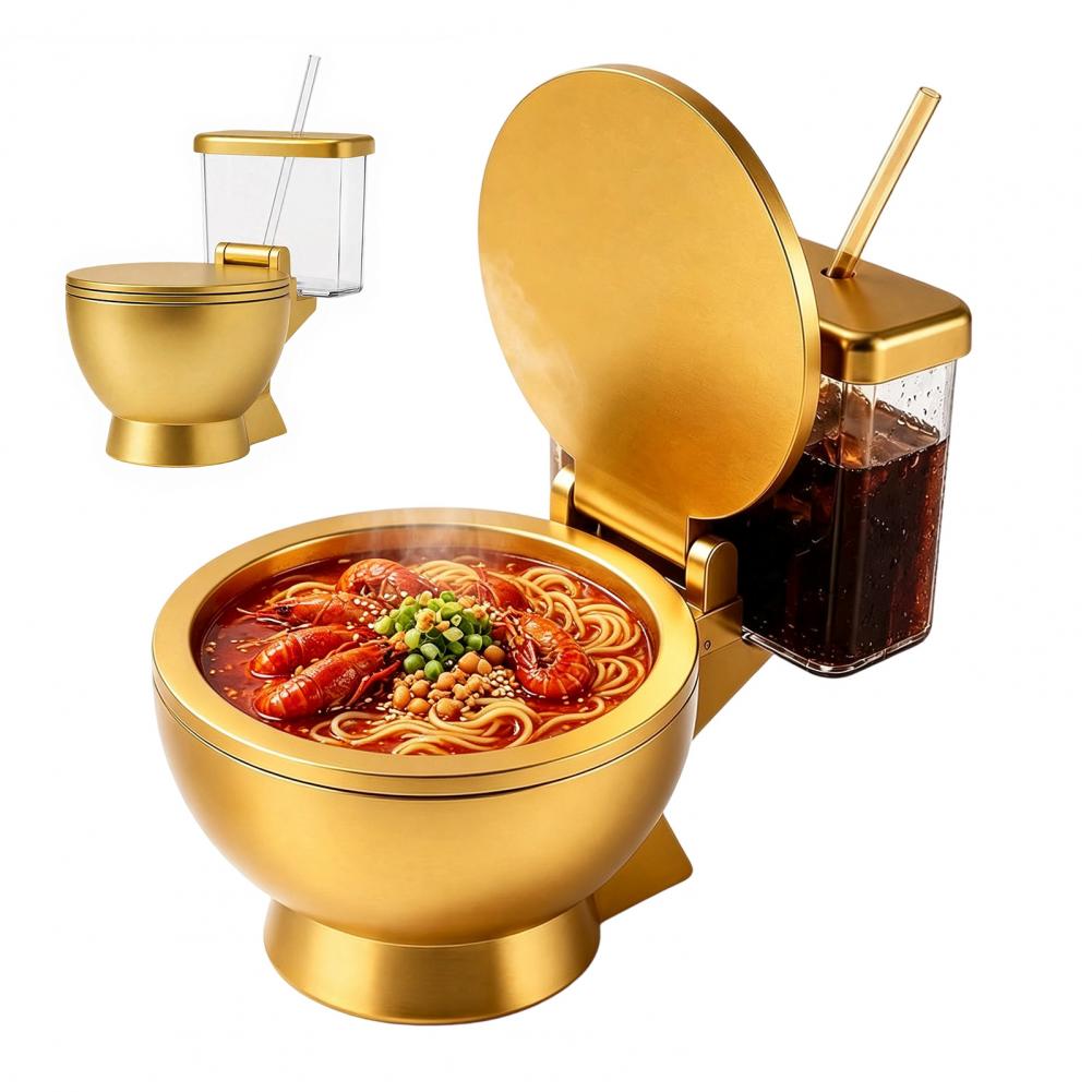Dim Sum Basket - Set Mangkuk Ramen Bentuk Toilet, Desain