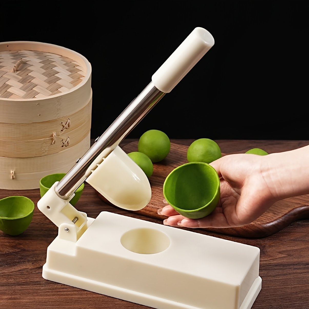 Dumpling Press Set - Cetakan Kulit Bakpao Oval Anti Lengket,